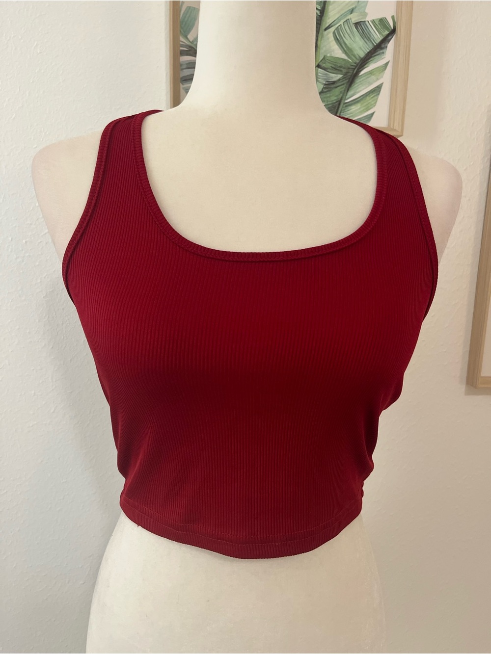 Women’s Halter Neck Rib Crop Top Red